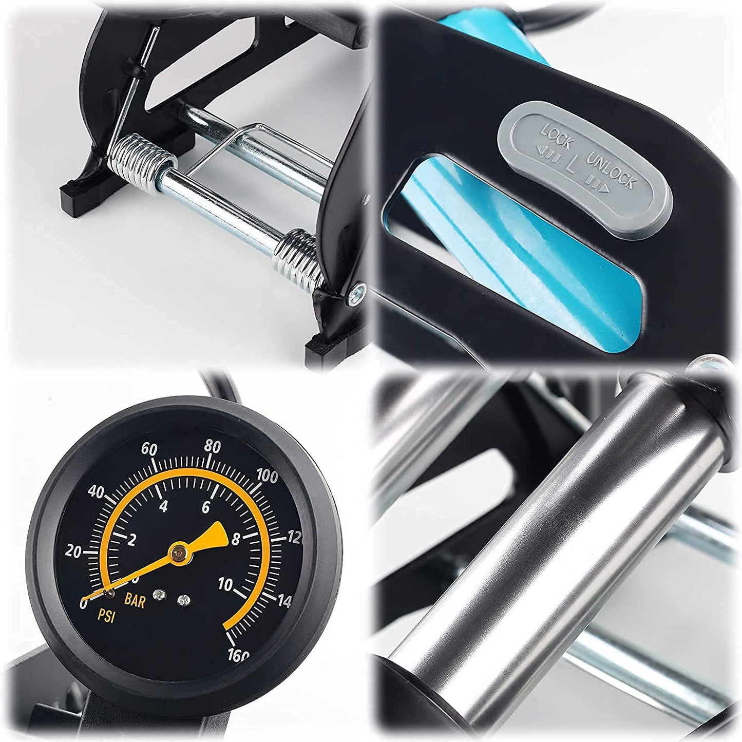 Car Double Cylinder Portable Foot Pump Air Tyre Inflator with Pressure Gauge for Car Tyres
